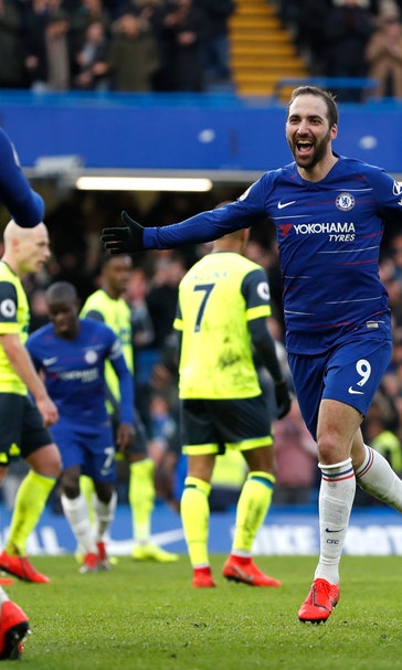 Higuain at double for 1st Chelsea goals in Huddersfield rout